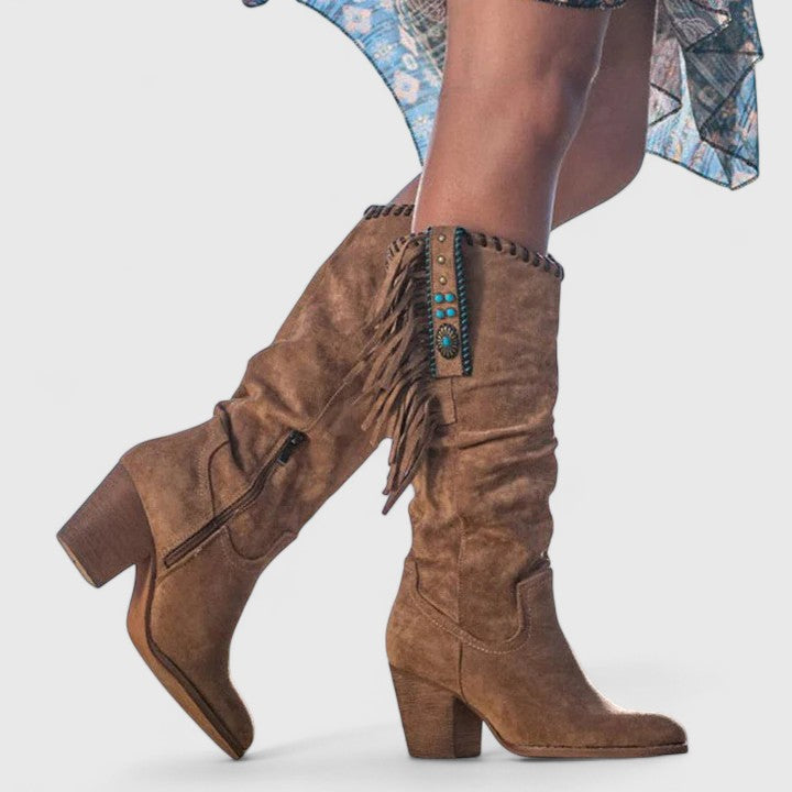 Women's Fringe Detail Mid-Calf Boots
