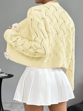 Women's Crochet Knit Floral Button Cardigan