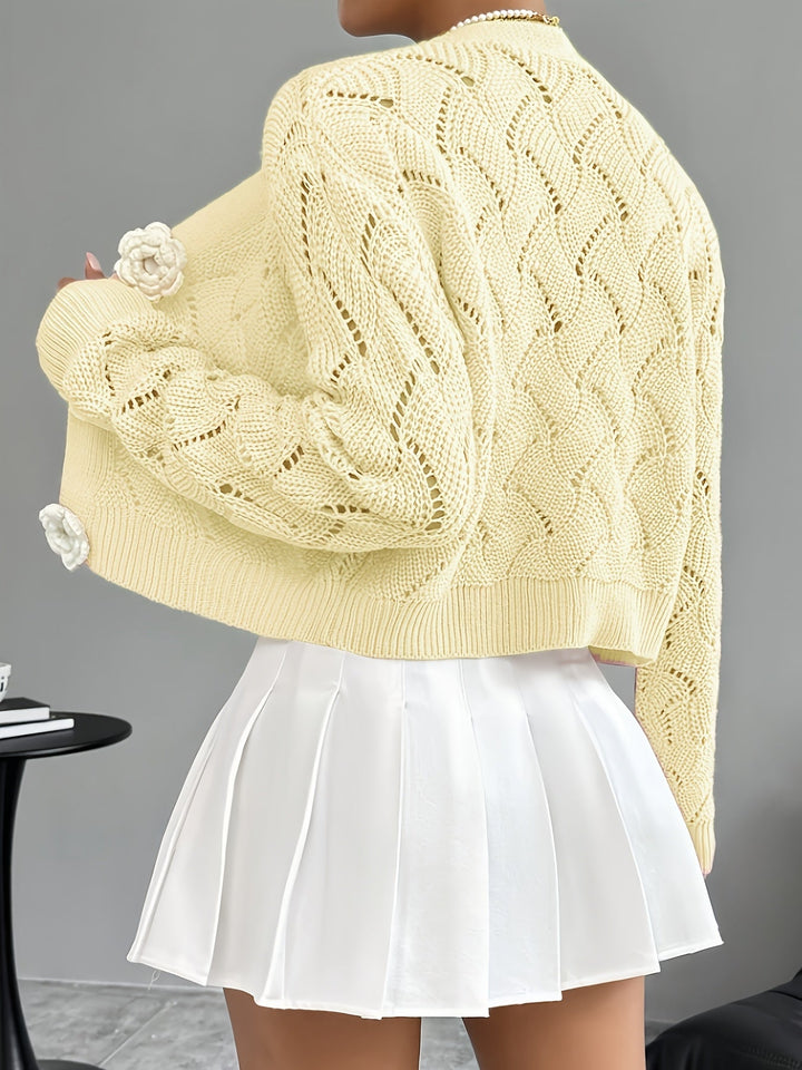 Women's Crochet Knit Floral Button Cardigan
