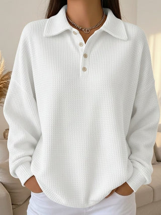 Women's Waffle Knit Henley Sweater