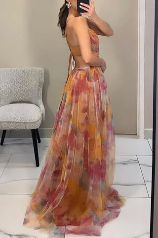 Women's Fitted Bodice V-Neck Maxi Dress