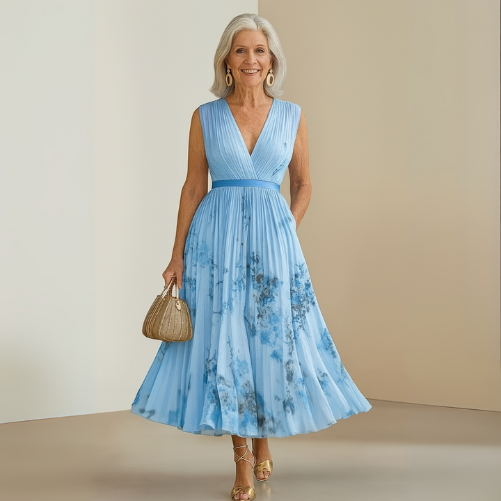 Women's Pleated Sleeveless Maxi Dress