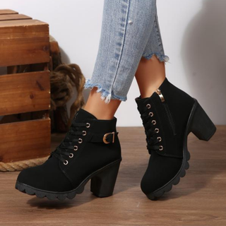 Women's Lace-Up Block Heel Ankle Boots