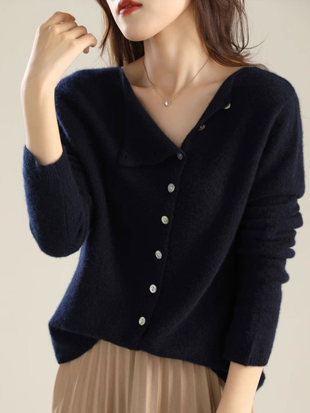 Women's V-Neck Button Knit Cardigan