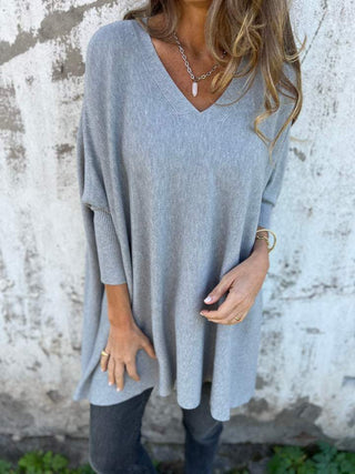 Women's Oversized V-Neck Tunic Sweater