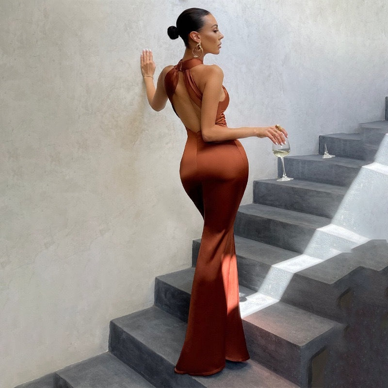 Women's Fishtail Open Back Maxi Dress