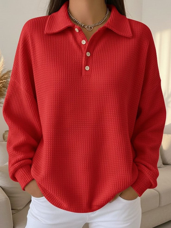 Women's Waffle Knit Henley Sweater