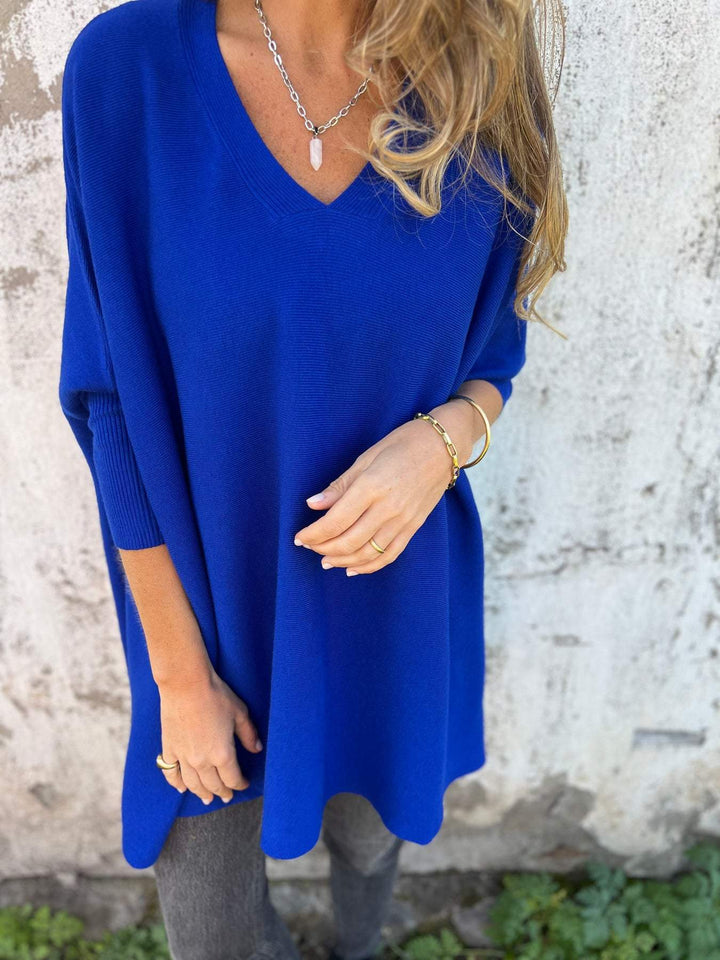 Women's Oversized V-Neck Tunic Sweater