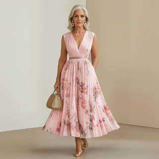 Women's Pleated Sleeveless Maxi Dress