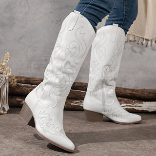 Cowboy Boots For Women | Knee-High Block Heel