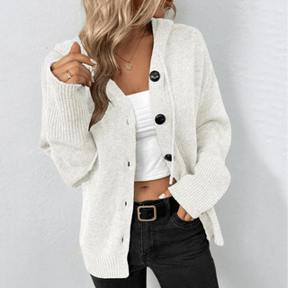 Women's Cozy Hooded Button Cardigan