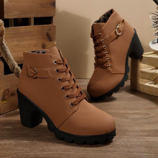 Women's Lace-Up Block Heel Ankle Boots