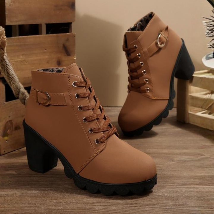 Women's Lace-Up Block Heel Ankle Boots