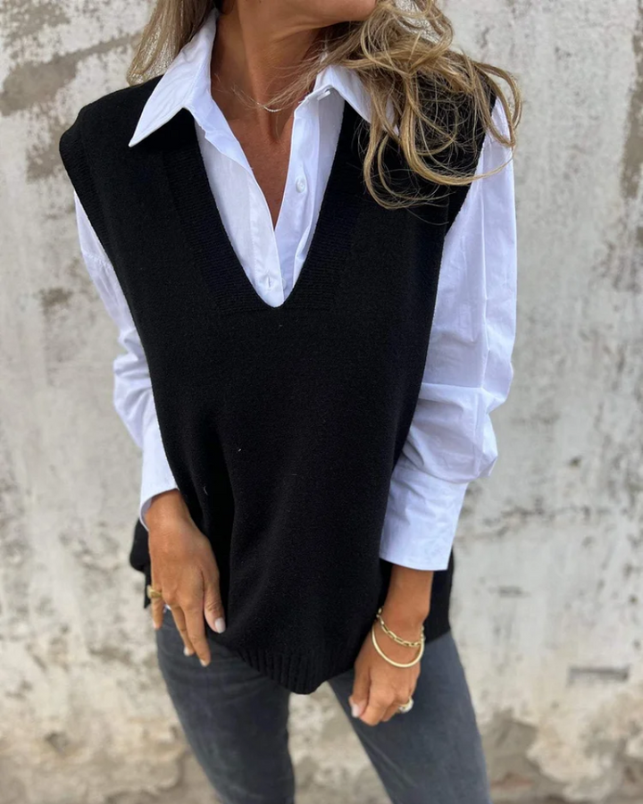 Women's V-Neck Longline Sweater