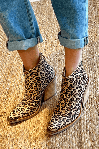 Women's Panther Print Block Heel Boots