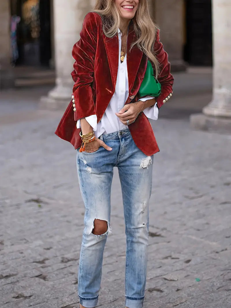 Women's Elegant Velvet Blazer