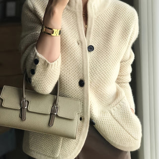 Women's Textured Knit Stand-Collar Cardigan