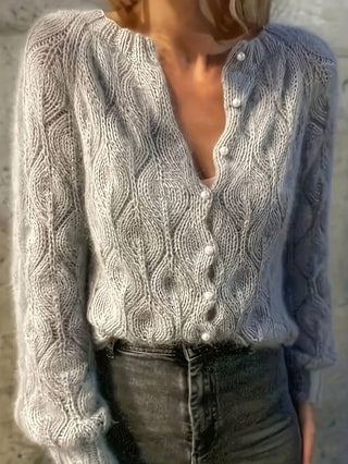 Women's Faux Mink Pearl-Effect Button Cardigan