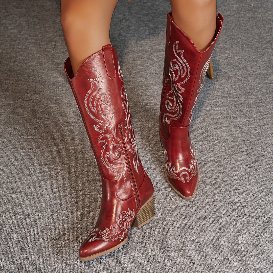 Women's Cowboy Knee-High Block Heel Boots