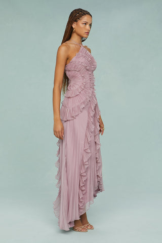 Women's Halter Neck Pleated Maxi Dress