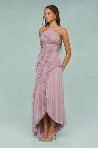 Women's Halter Neck Pleated Maxi Dress