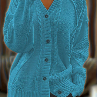 Women's Textured Cable Knit Button Cardigan
