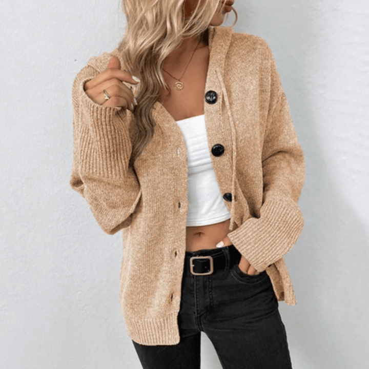 Women's Cozy Hooded Button Cardigan