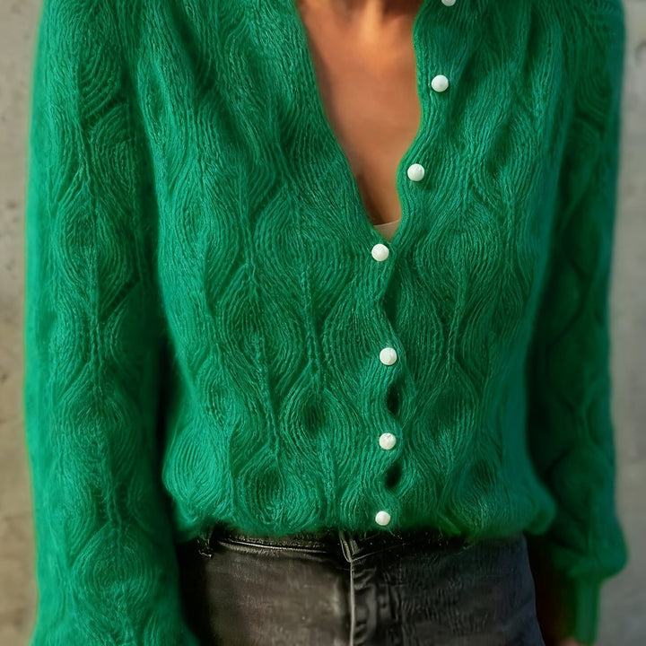 Women's Faux Mink Pearl-Effect Button Cardigan