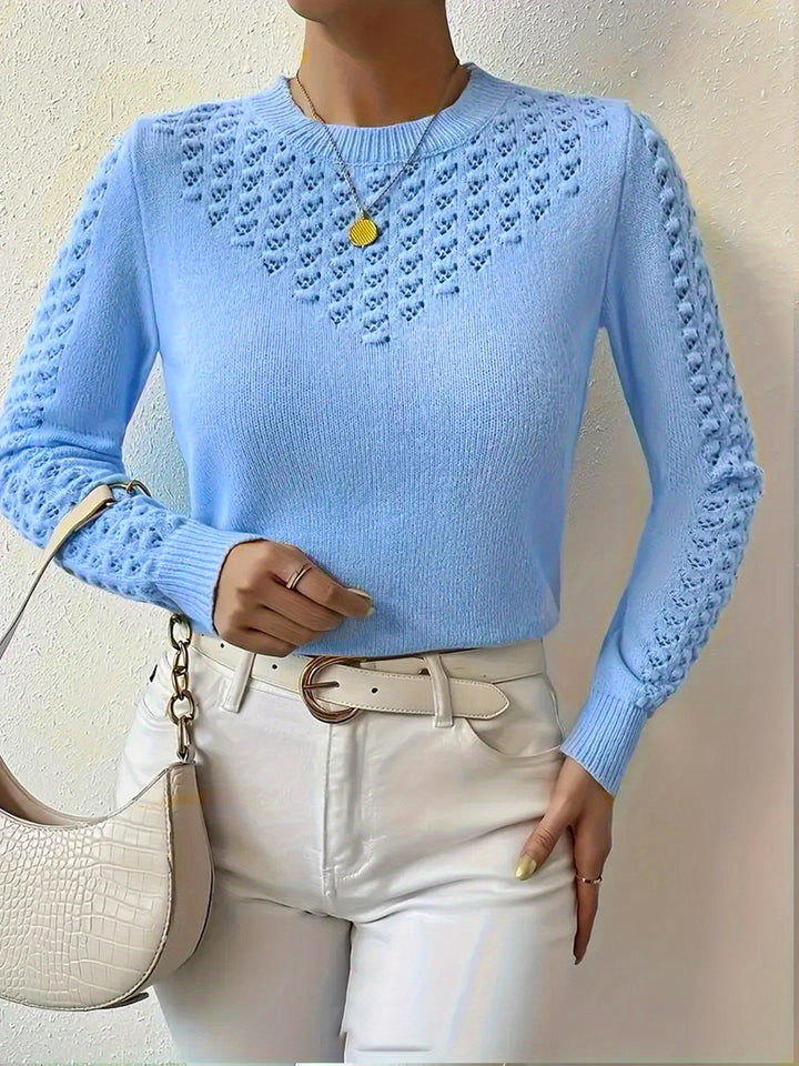 Women's Pointelle Crew Neck Sweater