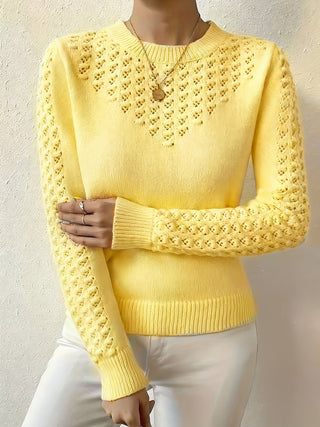 Women's Pointelle Crew Neck Sweater