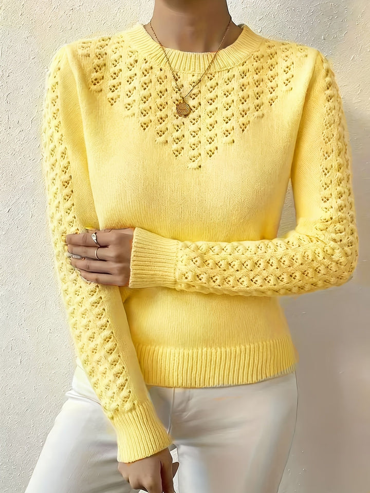 Women's Pointelle Crew Neck Sweater