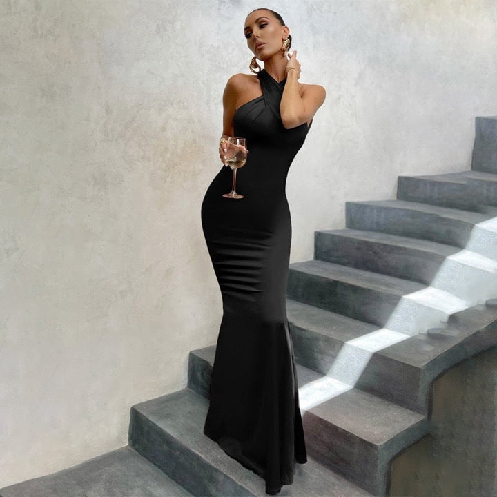 Women's Fishtail Open Back Maxi Dress