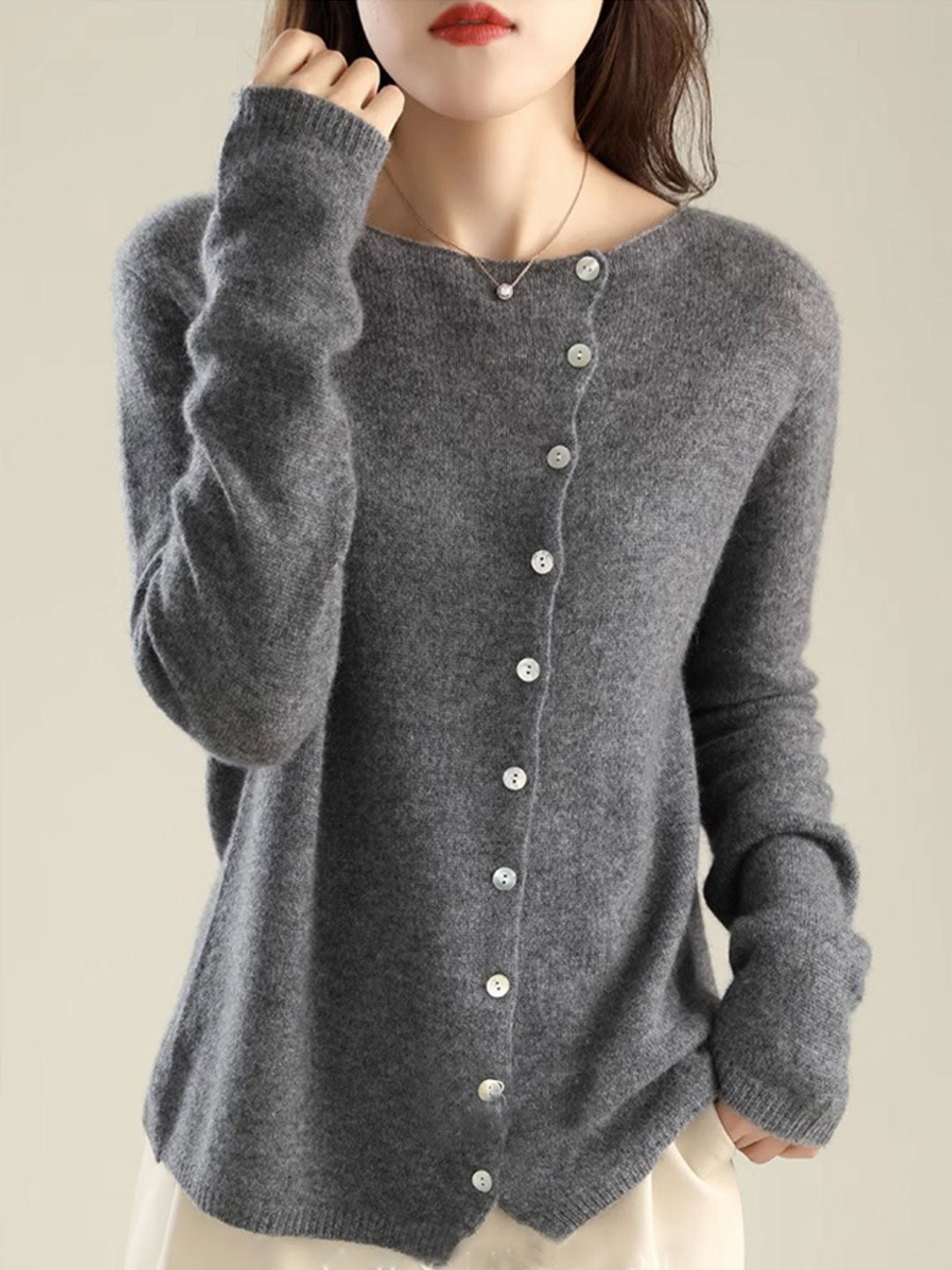 Women's V-Neck Button Knit Cardigan