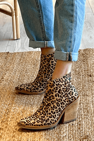 Women's Panther Print Block Heel Boots