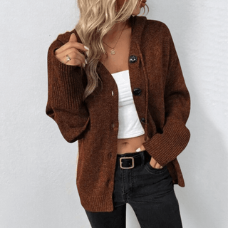 Women's Cozy Hooded Button Cardigan