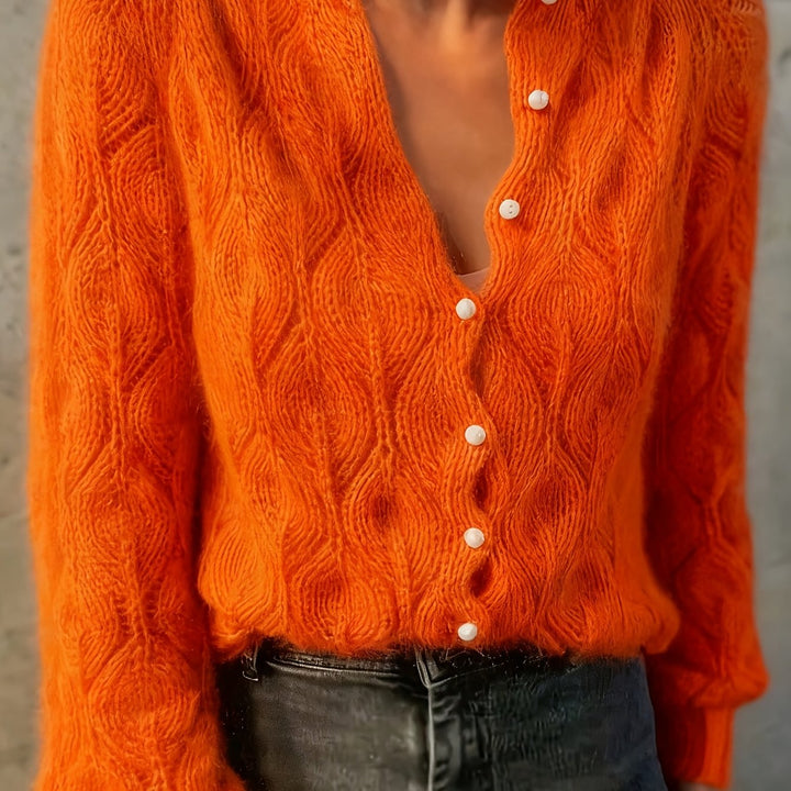 Women's Faux Mink Pearl-Effect Button Cardigan