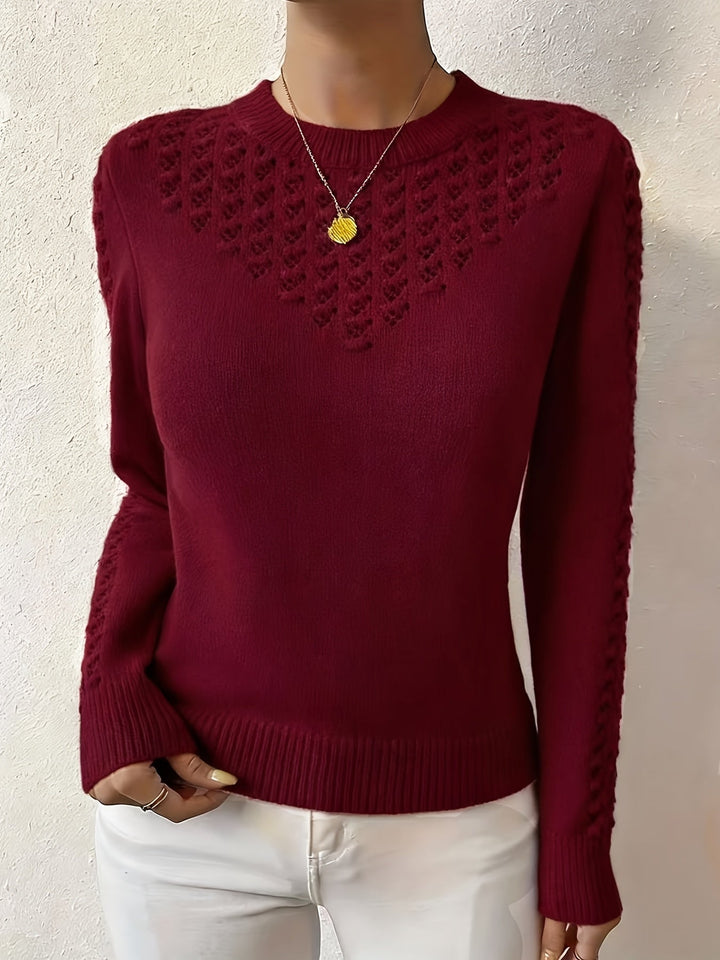 Women's Pointelle Crew Neck Sweater