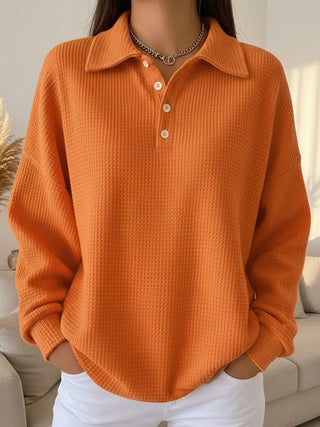 Women's Waffle Knit Henley Sweater