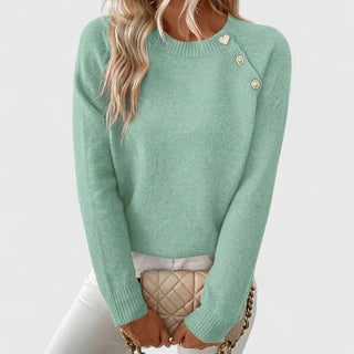 Women's Button Shoulder Crew Sweater