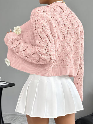 Women's Crochet Knit Floral Button Cardigan