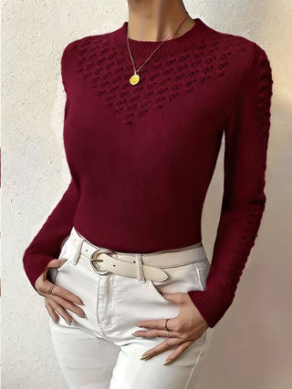 Women's Pointelle Crew Neck Sweater