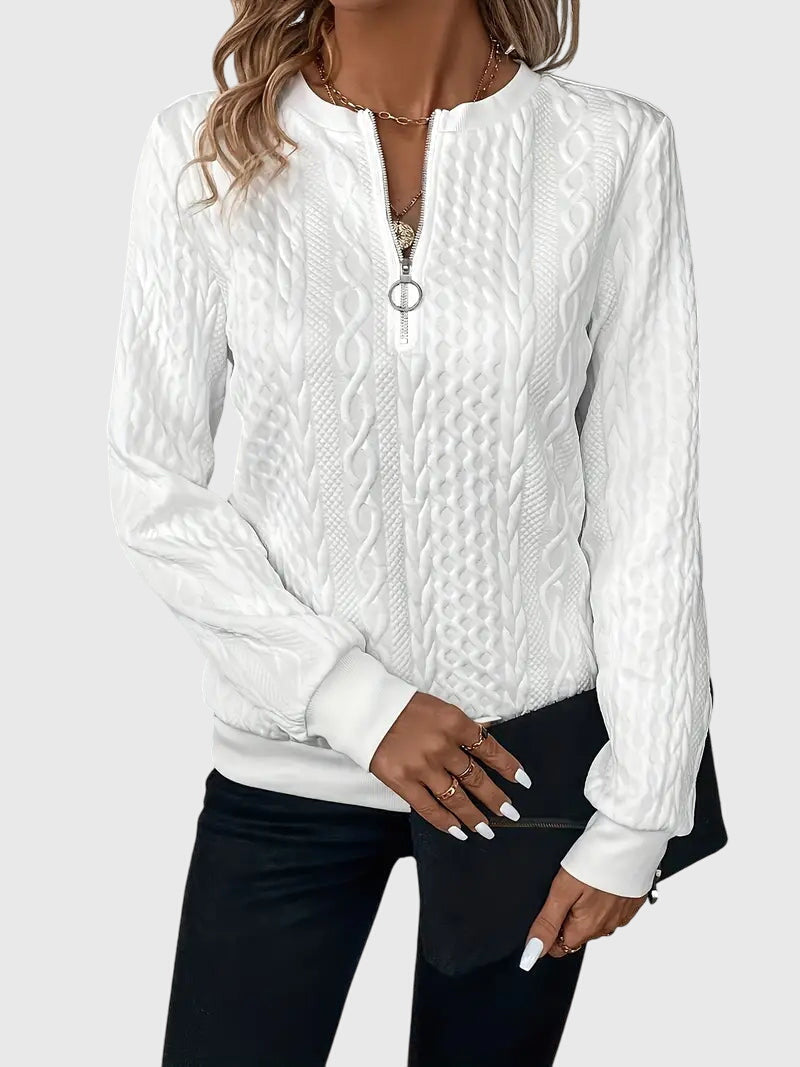 Women's Cable Knit Quarter-Zip Sweater