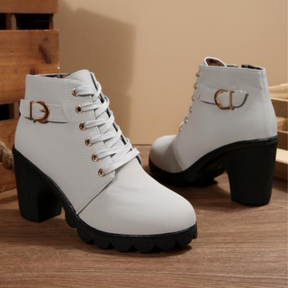 Women's Lace-Up Block Heel Ankle Boots