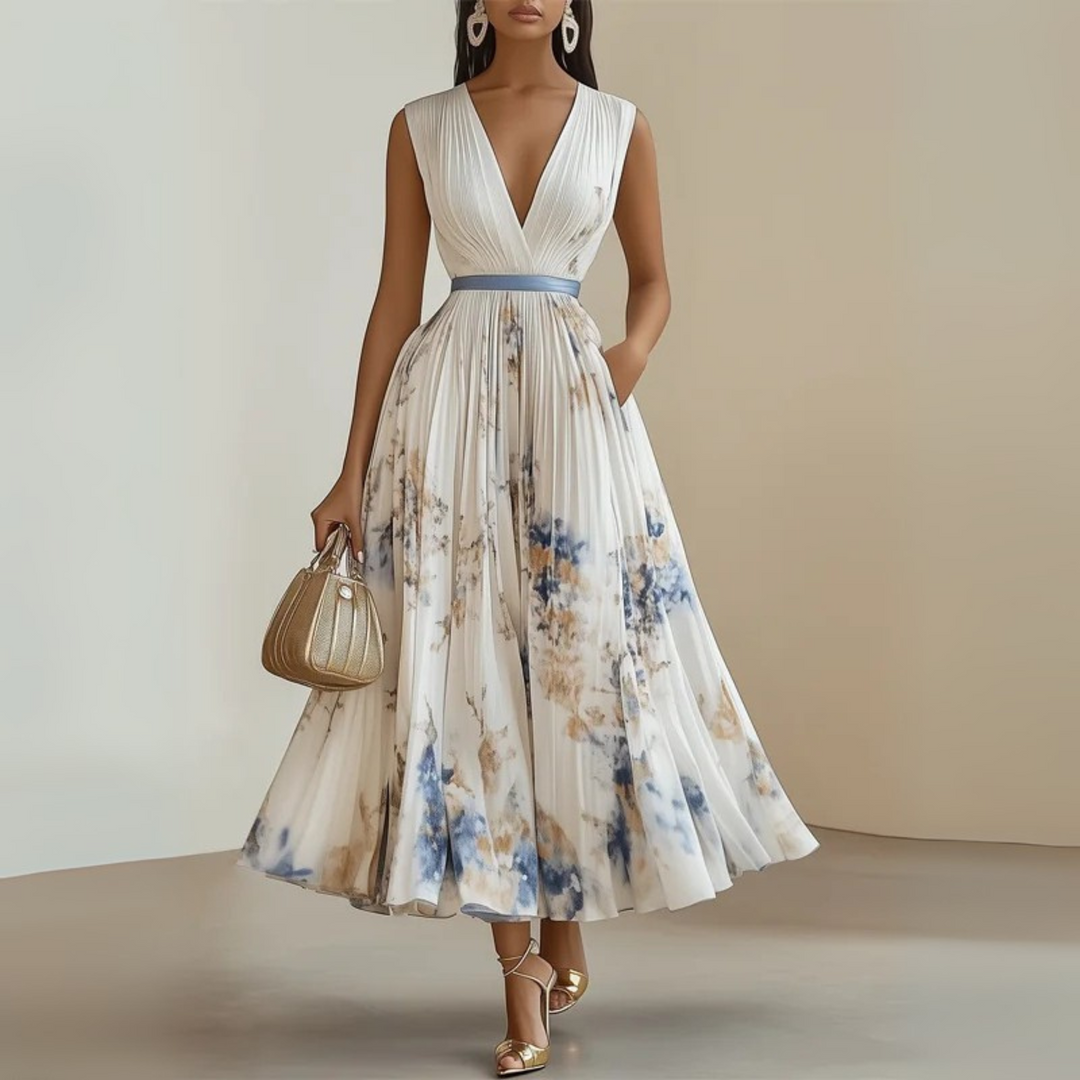 Women's Pleated Sleeveless Maxi Dress