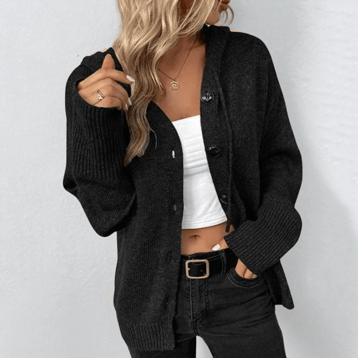 Women's Cozy Hooded Button Cardigan
