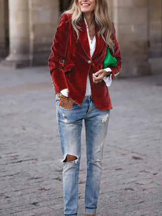 Women's Elegant Velvet Blazer
