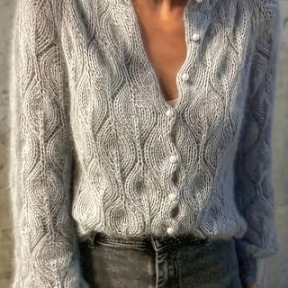 Women's Faux Mink Pearl-Effect Button Cardigan