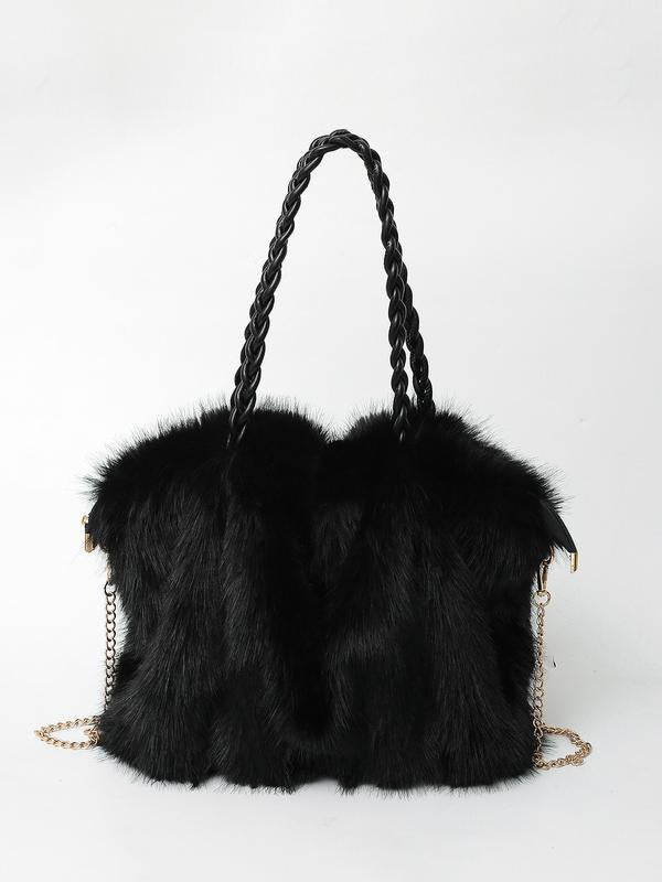 Plush Velvet Shoulder Tote