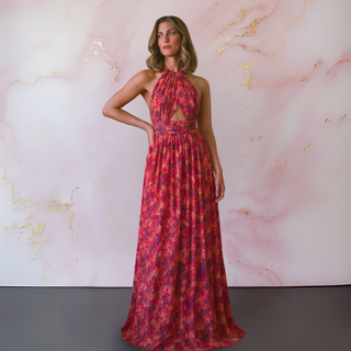 Women's Halter Front Slit Maxi Dress