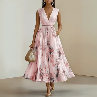 Women's Pleated Sleeveless Maxi Dress